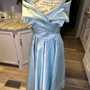 Elegant Light Blue Satin Dress
